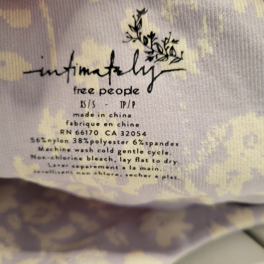 NWT Free People Clean Lines Printed Bodysuit in Lilac Combo Small - Picture 3 of 5